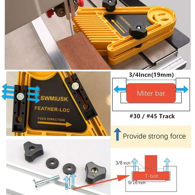 2 Pack True Flex Featherboard Double Feather Loc Board Adjustable Woodworking Safety Table Saw Push Block for Workbenches