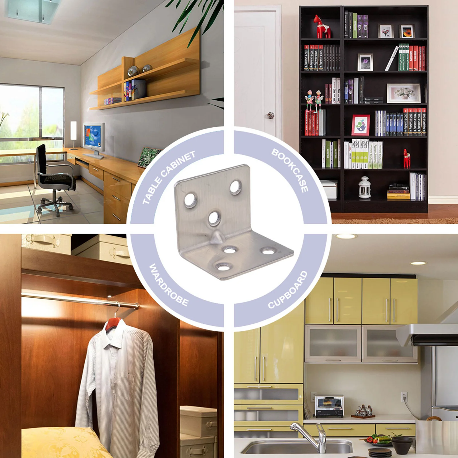 

50 шт. сверхмощные кронштейны из нержавеющей стали с 6 отверстиями, прямоугольные L-образные кронштейны, прочные угловые скобы для мебельных полок, сундука для окон