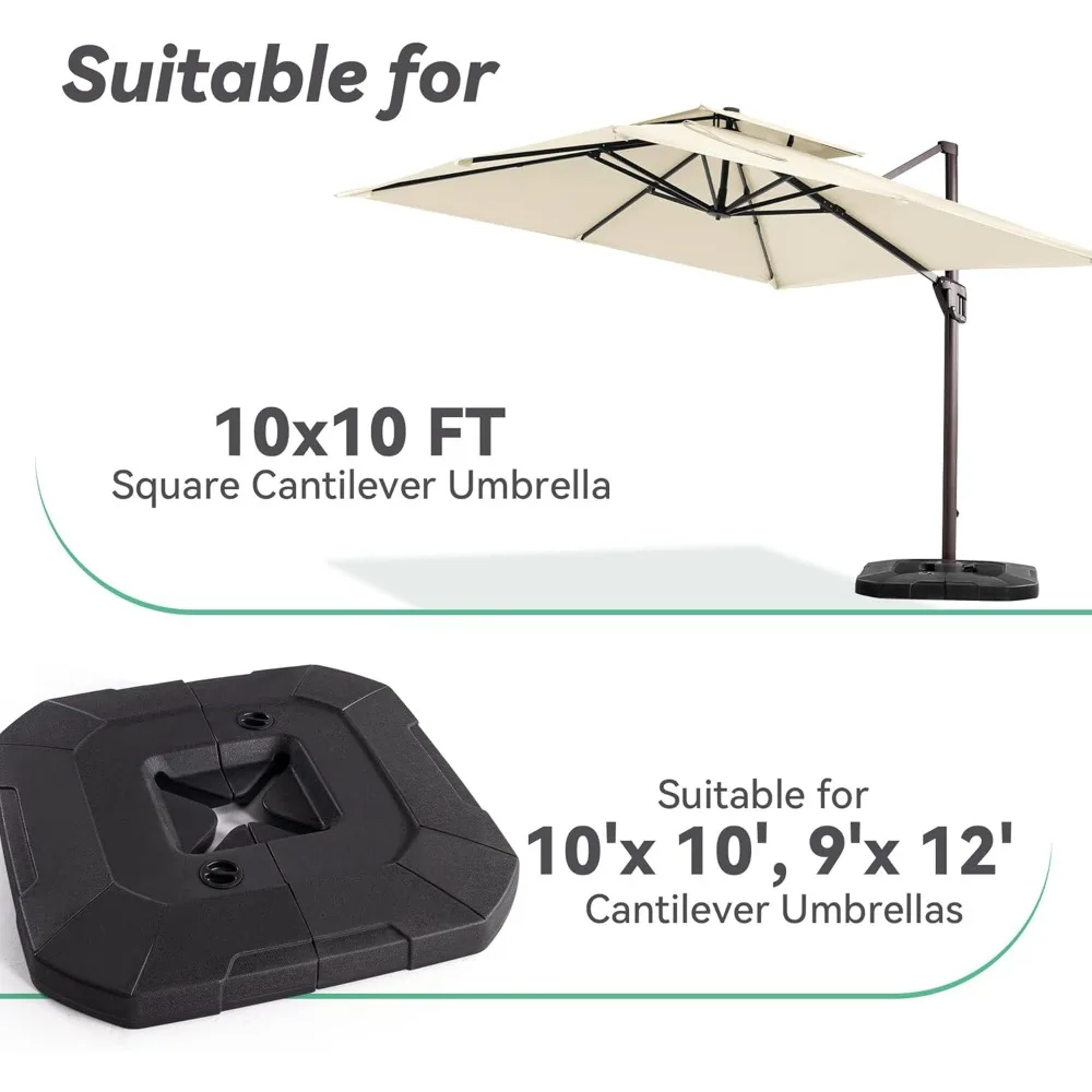 قاعدة مظلة للفناء الخارجي شديدة التحمل مع حشوة الماء والرمل، تدعم مظلات بقوة 220 رطلًا