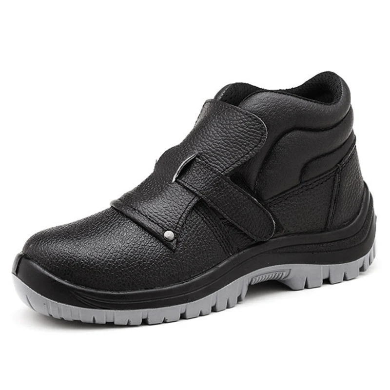 plus size mens anti-scalding welding boots steel toe covers safety boot cow leather work shoes safe ankle botas seguridad  black