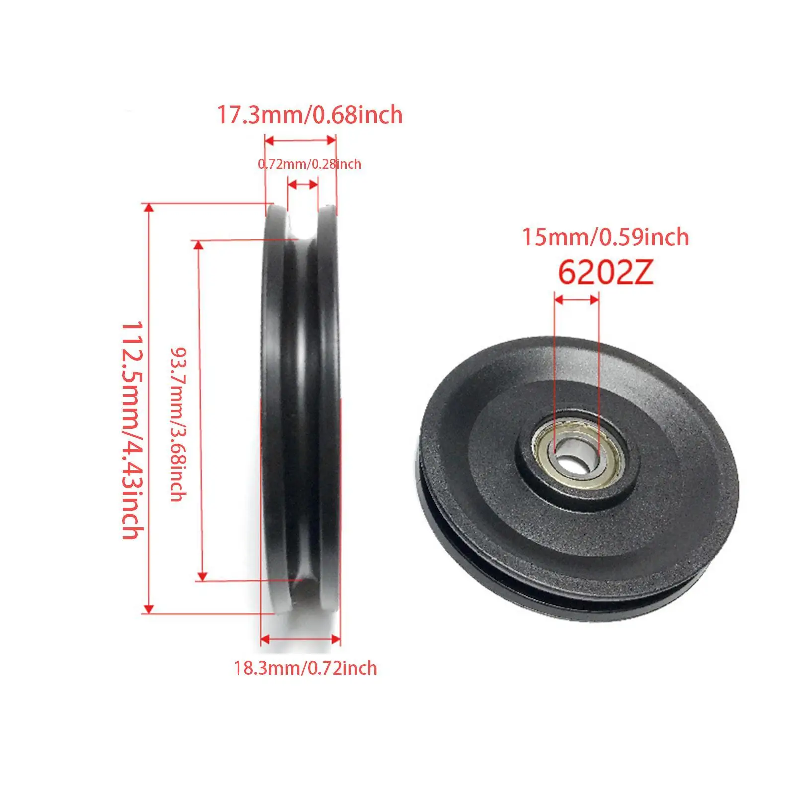 Groove Pulley Wheel Bearing Pulley Nylon Wear Resistant DIY Part Replacement for Repairing Sports Fitness Abdominal Machine