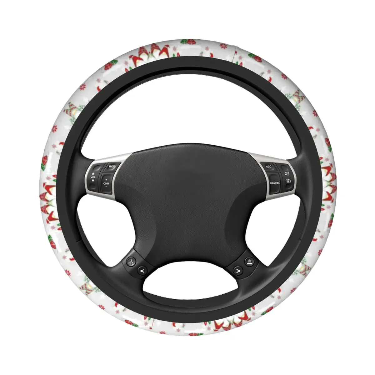 Merry Christmas Gnomes Car Steering Wheel Cover 38cm Anti-slip Nordic New Year Elastische Car-styling Car Accessories