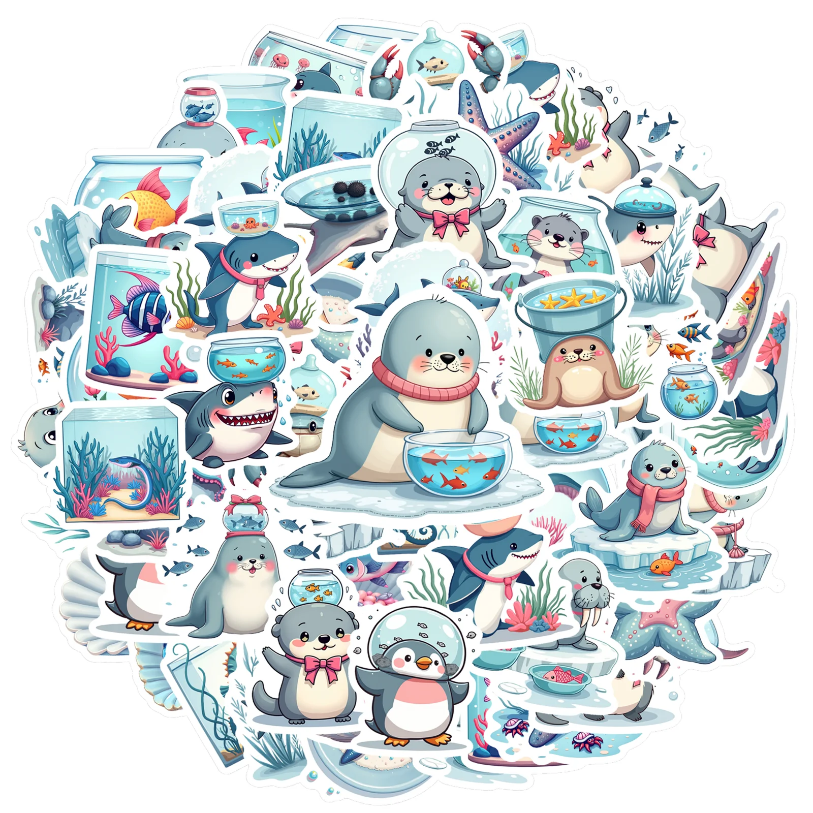 35-150pcs Arctic Marine Animal Stickers Waterproof Diy Surfboard Skateboard Phone Cup Teacher Reward Stickers Supplies