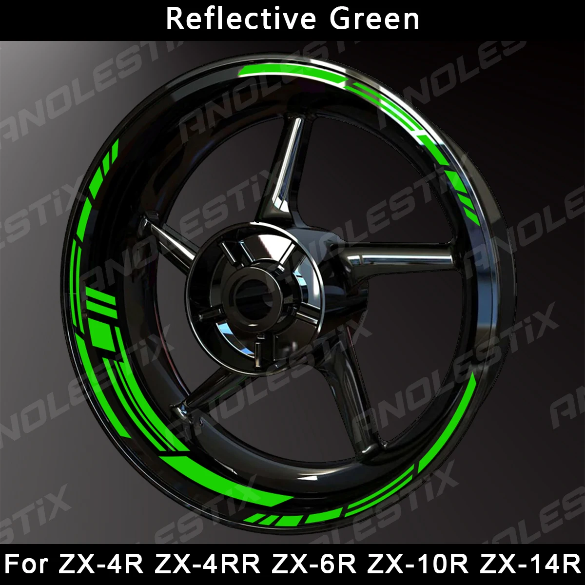 AnoleStix Reflective Motorcycle Wheel Sticker Hub Decal Rim Stripe Tape For Kawasaki Ninja ZX4R ZX4RR ZX6R ZX10R ZX14R