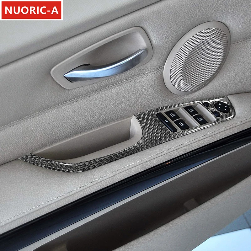 

Для BMW 3 серии E90 2005-12 левый RHD дверной подлокотник, оконная подъемная панель, рамка, декоративная отделка, авто аксессуары для интерьера из углеродного волокна