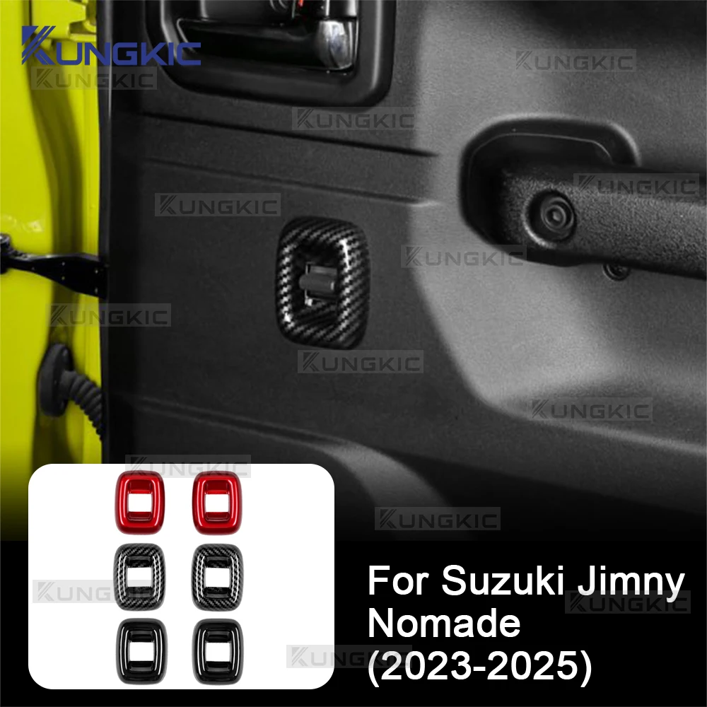 

Car Rear Door Window Switch Sticker For Suzuki Jimny Nomade 5-Doors 2023 2024 2025 Carbon Fiber ABS Glossy Black LHD RHD