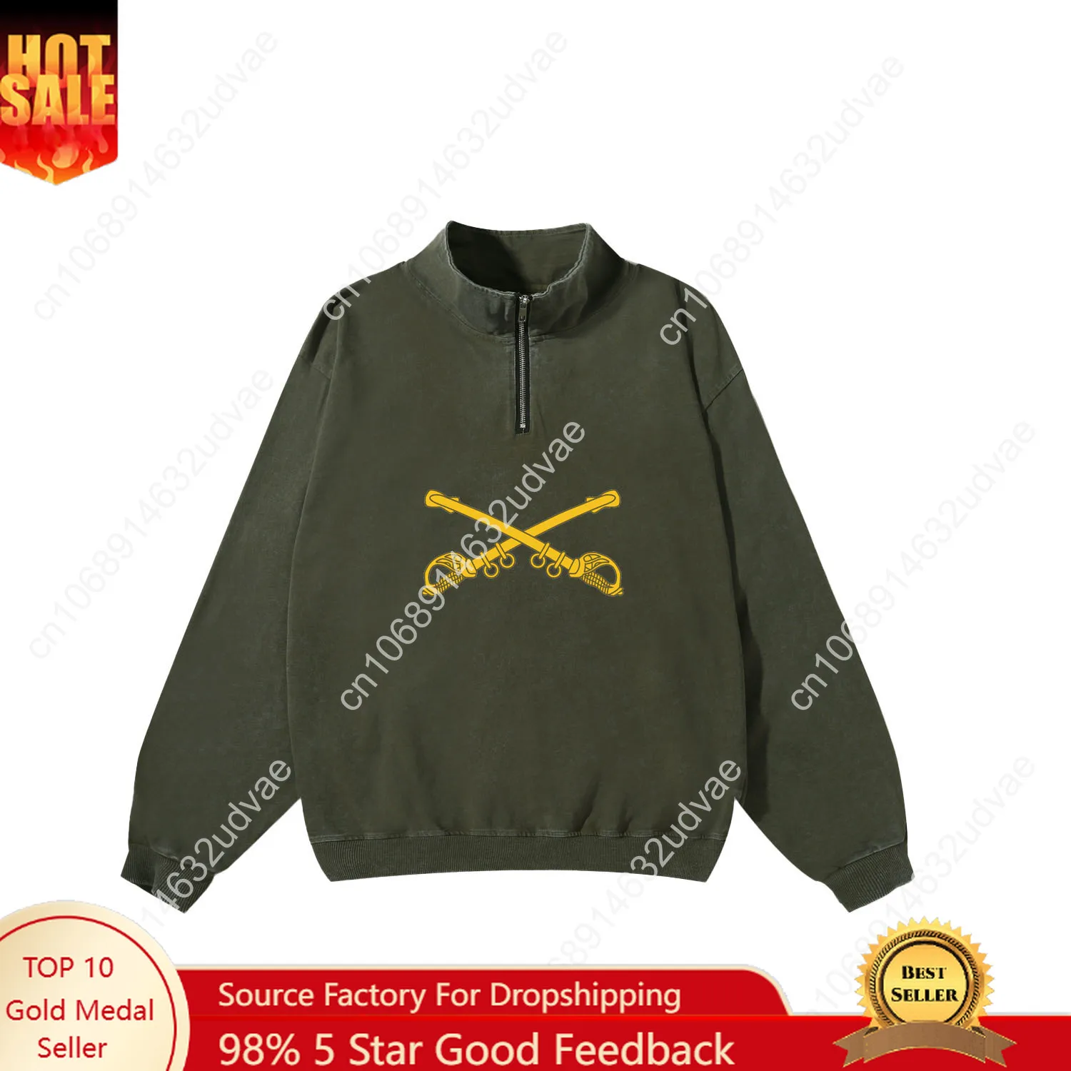 

US Army Cavalry Branch Insignia Retro Sweatshirt Man Woman Teenager Vintage Pullover Half Sweat Custom Made Tops Sleeved Tshirt