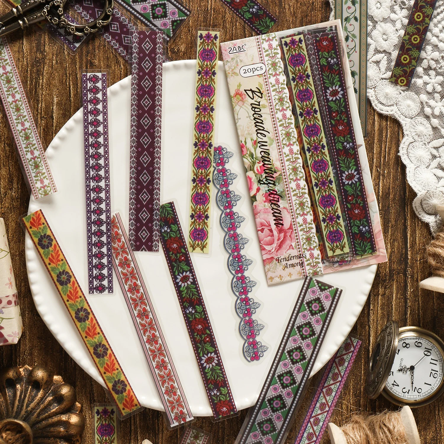 20pcs Flowers Is Tender Series PET Sticker Scrapbooking Diary Hand Account DIY Lace Base Material Collage Decorative Stickers