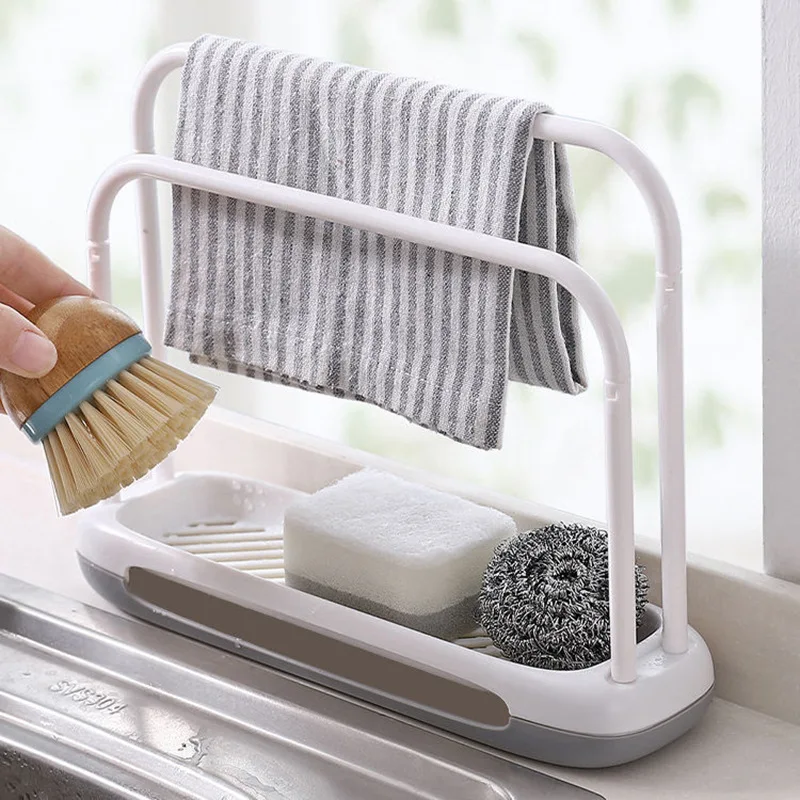 Detachable Kitchen Sink Sponge Holder Sink Sponge Soap Dishcloth Drain Drying Rack Kitchen Sink Accessories Organizers