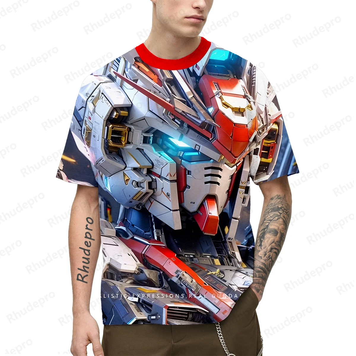 Camiseta de gran tamaño para hombre, ropa de Hip Hop, Gundam, modelo 100-5XL, Cosplay, estilo Harajuku, Tops casuales de Anime, ropa de calle, tendencia