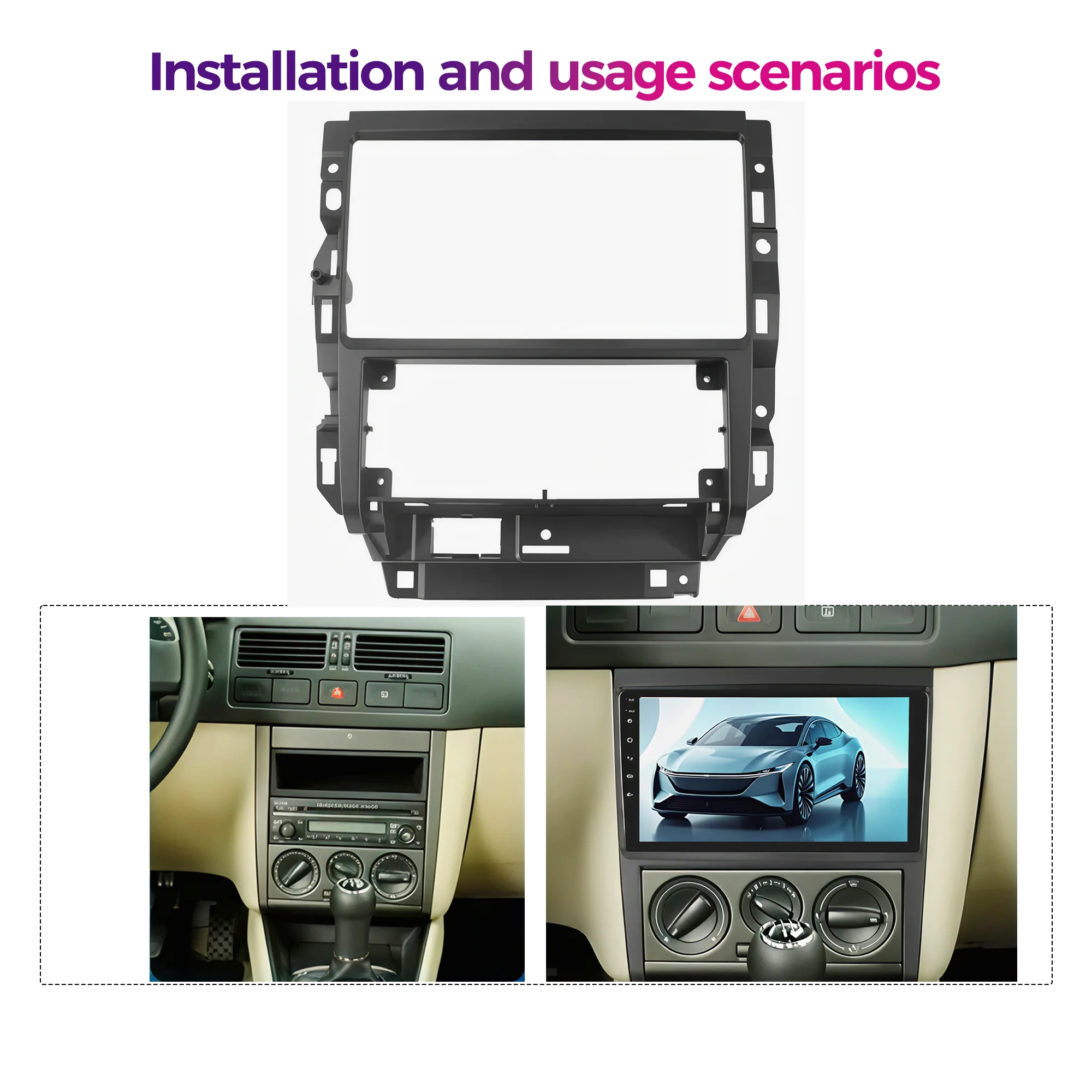 9 Inch Android Car Navigation Frame Radio Bezel for Volkswagen VW Golf Bora MK4 2004-2008 Installation Modification Kit