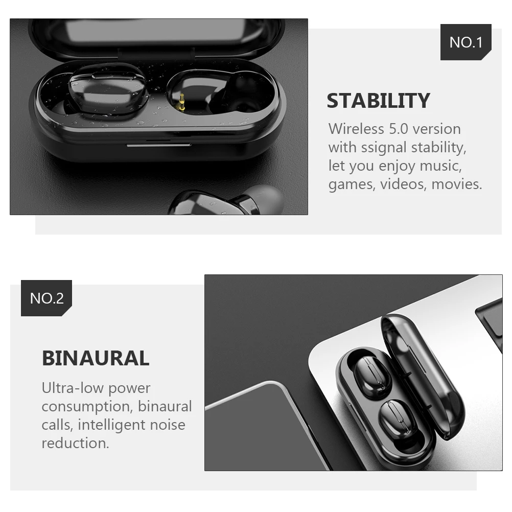 

Headphones Earphone Wireless Headset Earbuds Waterproof Smart Headsets Stereo Mini Black Sports Earphones