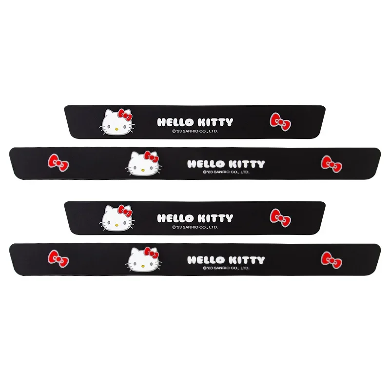 4pcs Sanrio Car Door Sill Anti-Scratch Protection Sticker Car Door Pedal Anti-Tread Seamless Rubber Strip Hellokitty Trunk