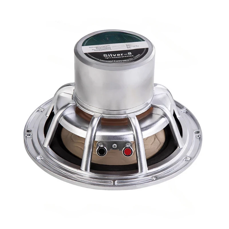 8-Inch - HiFi Home DIY Full-Range Speaker Unit Silver-8 Pair