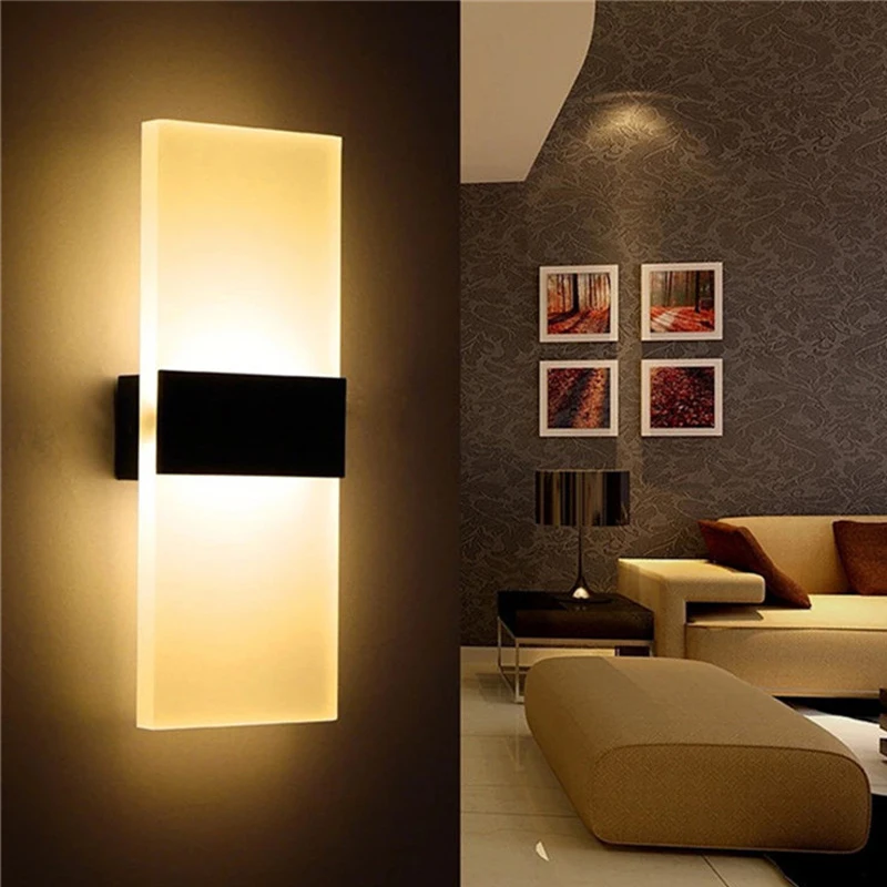 Luz led moderna de parede em acrílico, iluminação interior mini 4 6 12 18w, 85-265v, para quarto, cabeceira, escada, corredor, simples, decoração