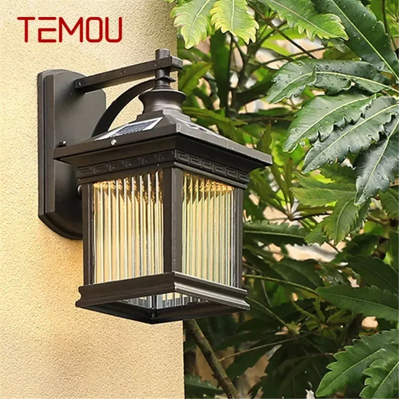 

TEMOU Solar Wall Light Fixture Outdoor Modern LED Waterproof Patio Lighting For Porch Balcony Courtyard Villa Aisle