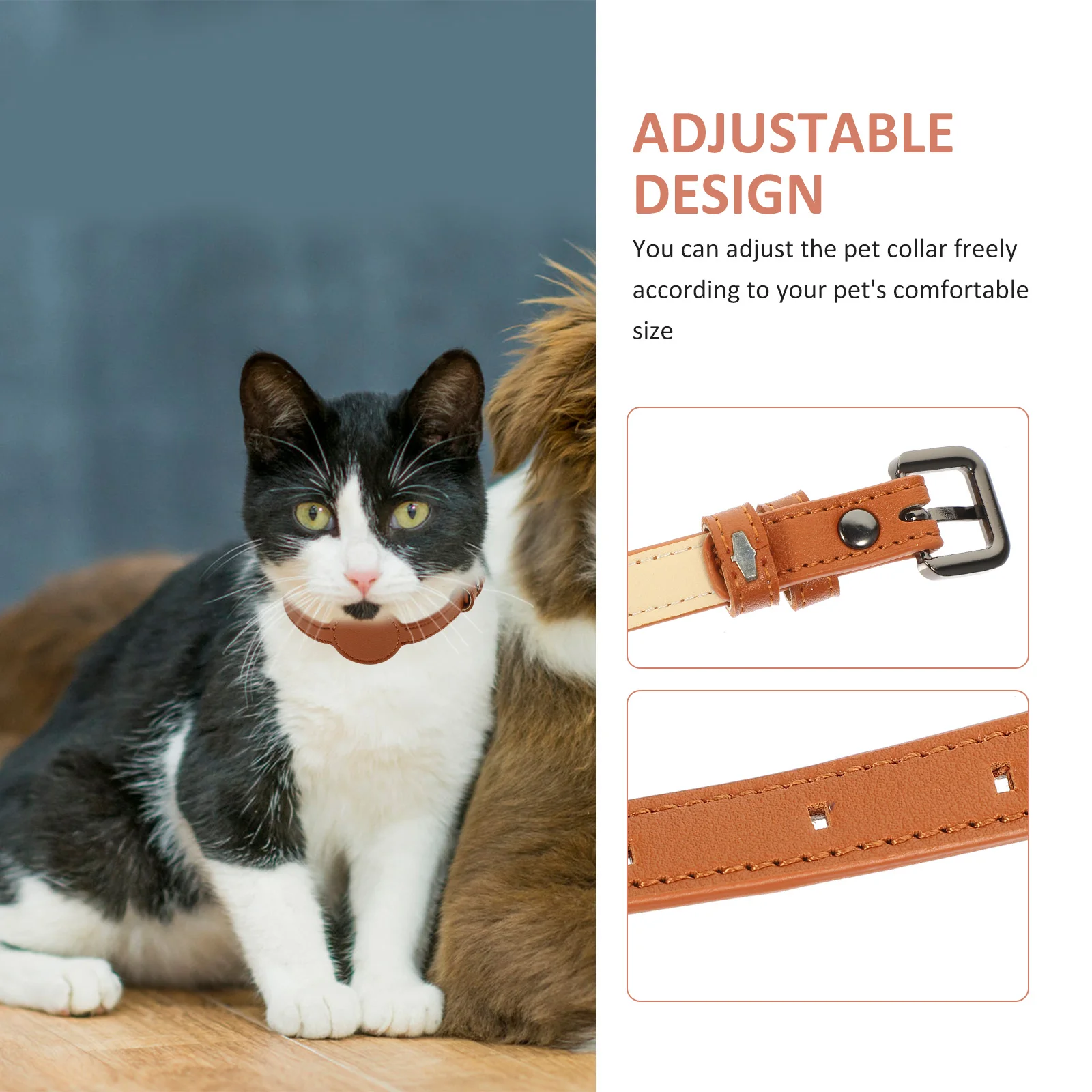 

Adjustable PU Pet Collar Tracer Case for Cats Small Dogs Lightweight Durable Comfort Anti Lost Design nament Portable Bright