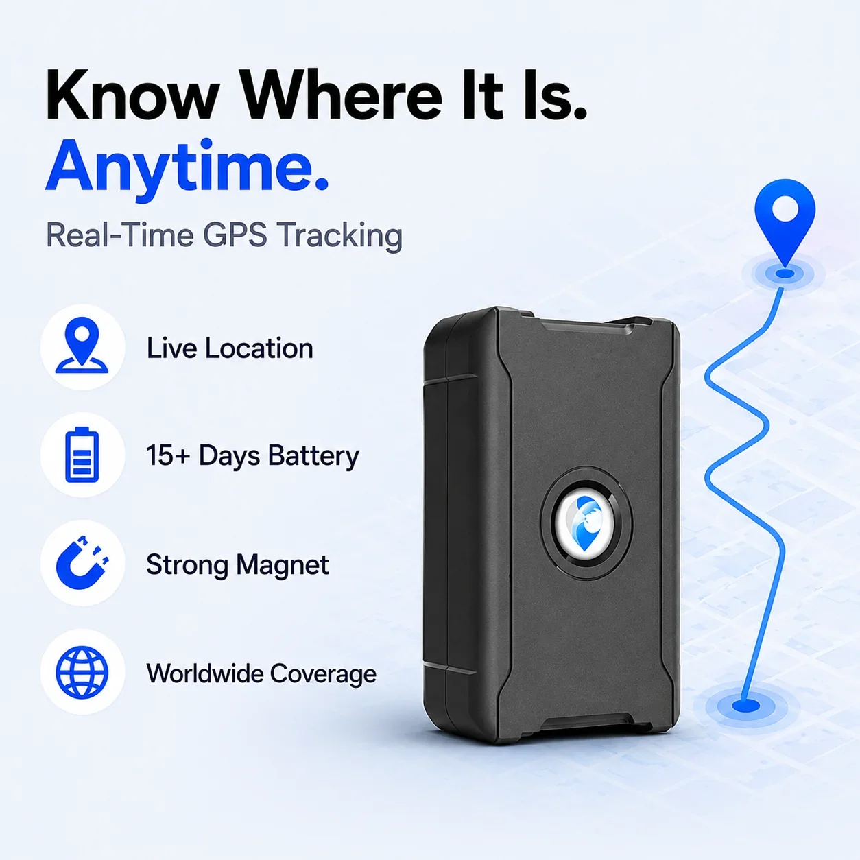 Rechargeable GPS Tracker for Car, Truck, Motorcycle & Luggage | 15+ Day Battery Life, Real-Time Tracking