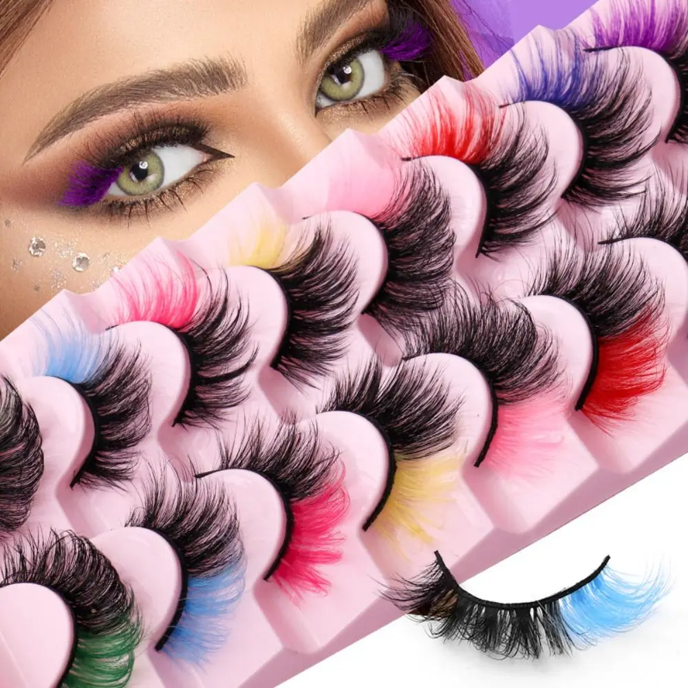 

8-Pair Set Colorful False Eyelashes Reusable Dramatic Individual Lashes Unique Style Synthetic Mink Faux Eyelashes Stage Makeup