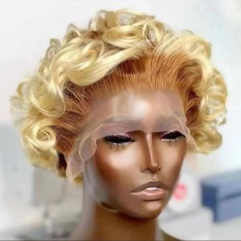 Short Curly 13x4 Lace Front Wigs Part Lace Wig 4 613 Human Hair Lace Frontal Human Hair Wigs for Women Brazilian Pixie Cut Hair