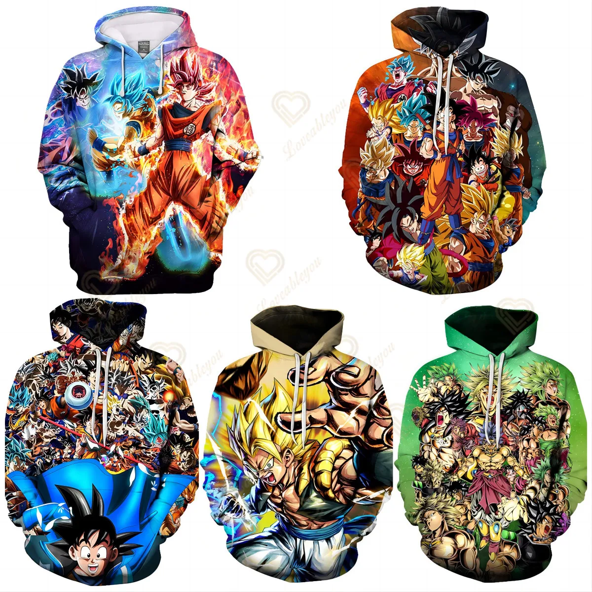 

New Men's Dragon Ball Hoodie Parent-child Wear Printed Sweater Long Sleeve Teenager Boys Girls 4-14 Years Old Pullover