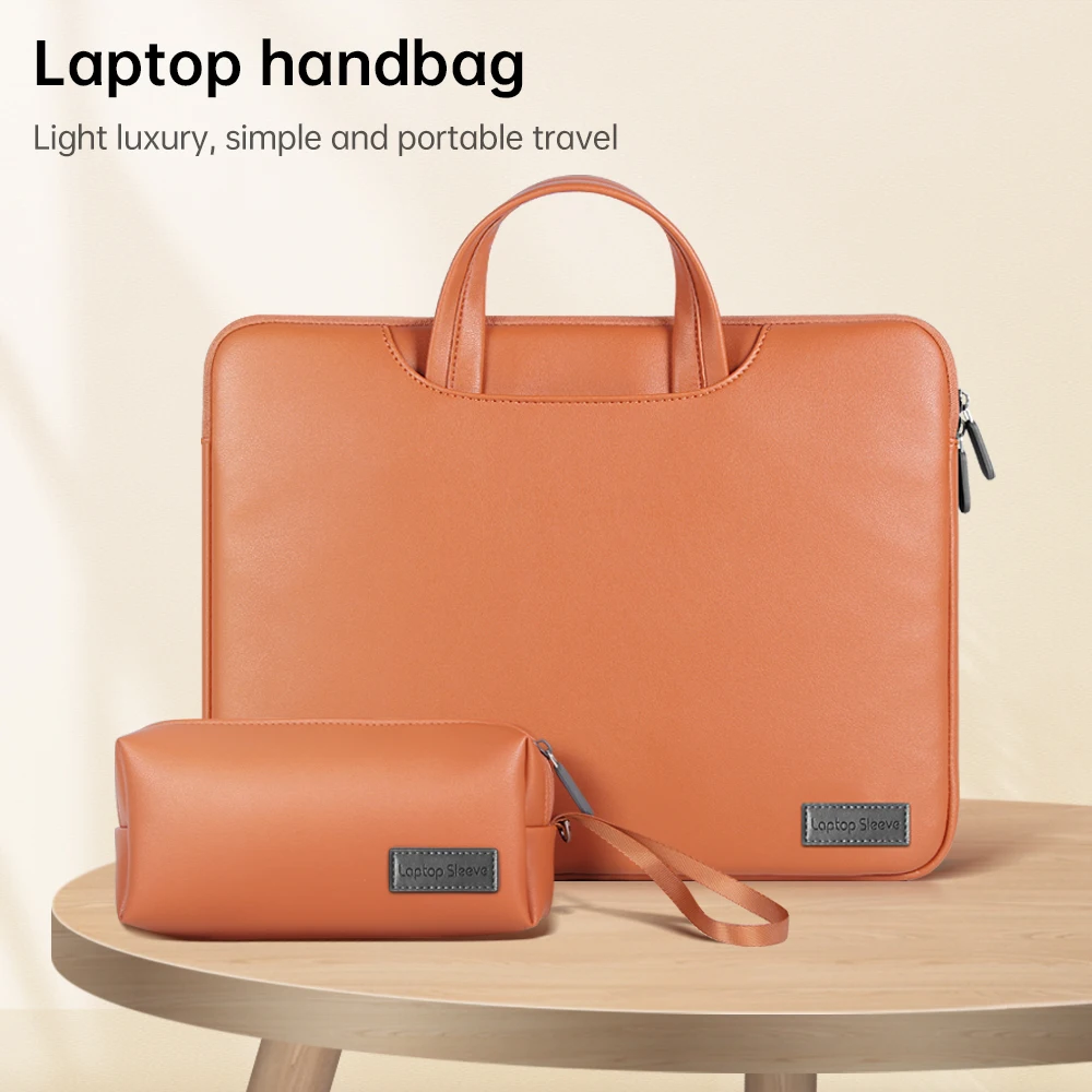 Briefcase Business Soft Computer Notebook Shoulder Bag Leather Laptop Handbag Travel Office for Macbook 11 12 13 14 15 Inch