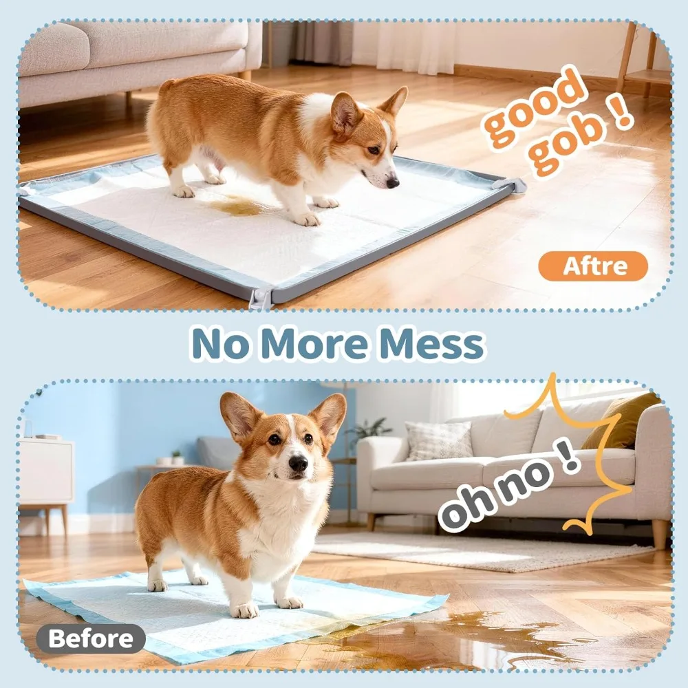 Dog Pee Pad Holder Suitable for 24" x 24" Training Pads, Puppy Potty Tray with 4 Fixing Clamps, Indoor Floor Protection view 6