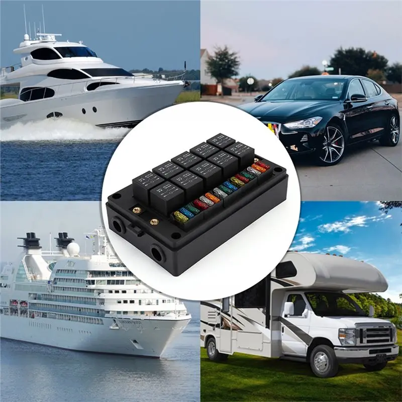 

Automotive Control Center Fuse Box Relay Holder Assembly 12V/24V Auto System Protection Unit