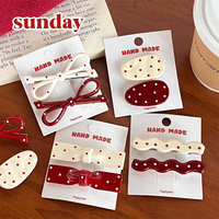 4Pcs Retro Polka Dot Bow Hair Clip  Versatile Hair Accessories For Girls ﻿