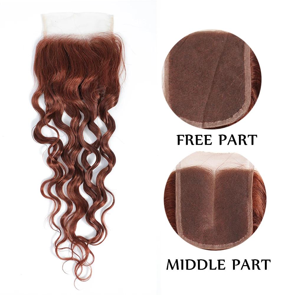 Brazilian Remy Human Hair Water Wave 4x4 Lace Closure Colored 27 30 33 Free And Middle Part Lace Closure Swiss Lace Euphoria