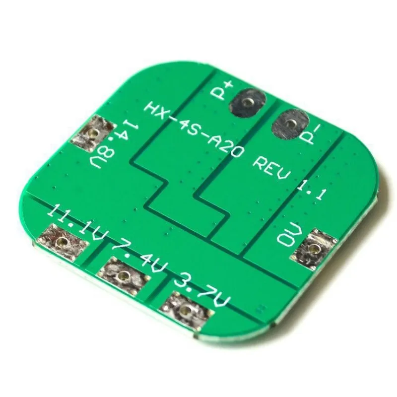 4S 14.8V Li-ion BMS 16.8V OV/UV, short circuit & 20A over-current protection.