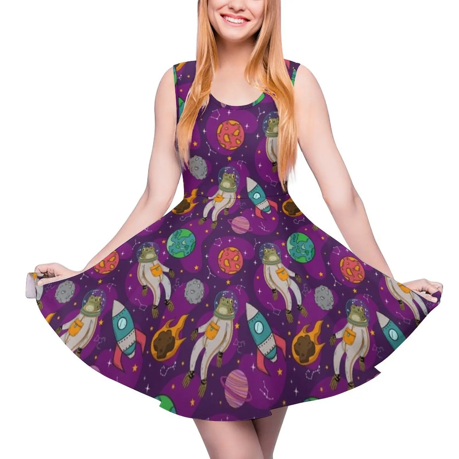 

Frogs In Space - Purple Sleeveless Dress dress women summer 2024 fairy dress Women"s long