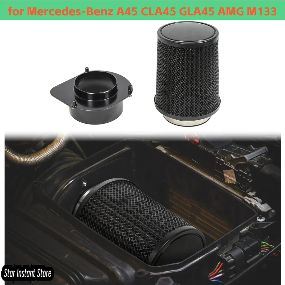 

CNC One-Piece Aluminum Adapter & Air Filter for Mercedes-Benz A45 CLA45 GLA45 AMG M133, Performance Intake Upgrade