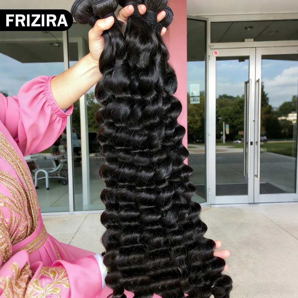 

26 28 30 Inch Loose Deep Wave Human Hair Bundles Curly Hair Brazilian Weaving 1/3/4 Natural Color Braiding Unprocessed Bundle