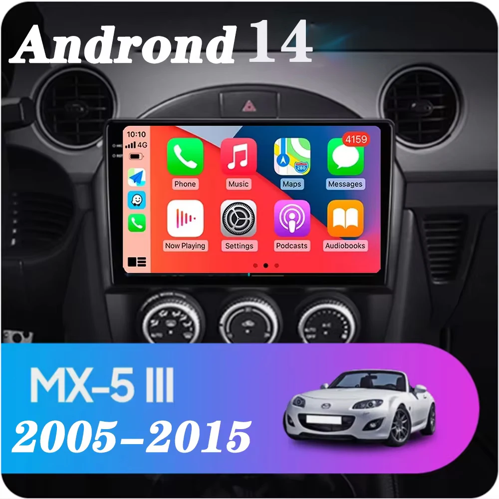 أندرويد 15 Carplay السيارات لمازدا MX-5 MX5 MX 5 NC 2005 - 2015 راديو السيارة الوسائط المتعددة مشغل فيديو الملاحة GPS 360 كاميرا واي فاي #3