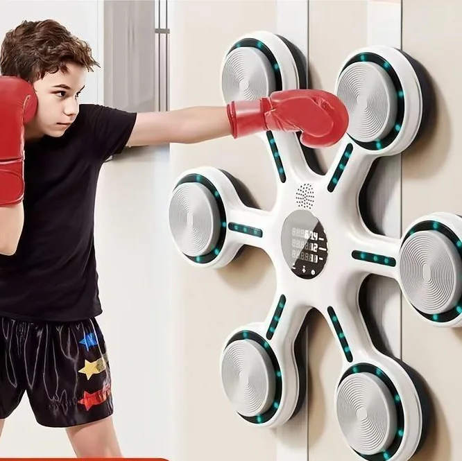 Machine de boxe murale intelligente électrique avec musique, en EVA et cuir