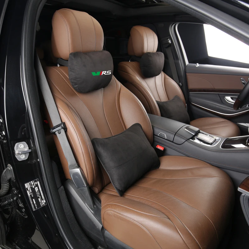 For Skoda Virs RS 2011 2015 2020 High-Grade Suede Car Headrest Neck Support Seat Soft Neck Pillow Car Interior Accessories - Image 2