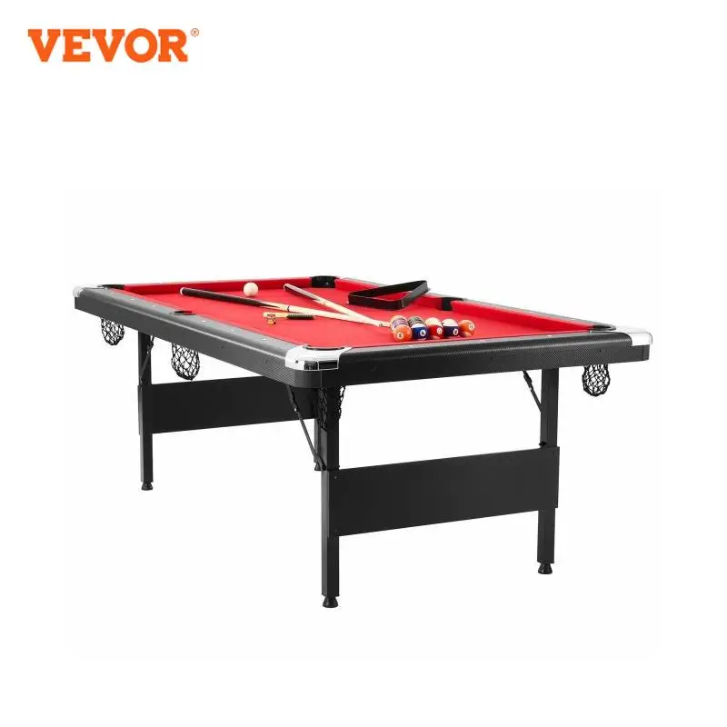 VEVOR 6.3/7 ft Billiards Table Pool Table Portable Foldable Space-Saving Billiard Table Set Includes Balls Cues Chalks and Brush