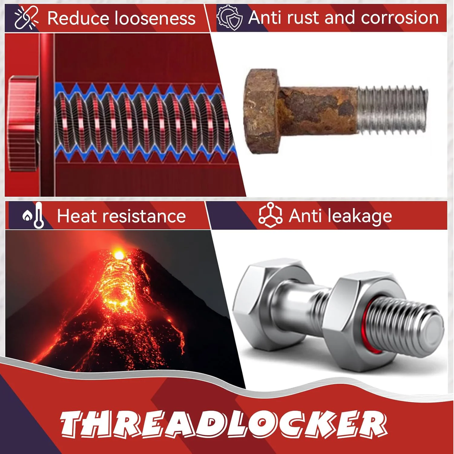 Mittel- und hochfestes Gewindesicherungsmittel zur Verhinderung von Lösen und Korrosion, die für die Automobilwartung verwendet werden.