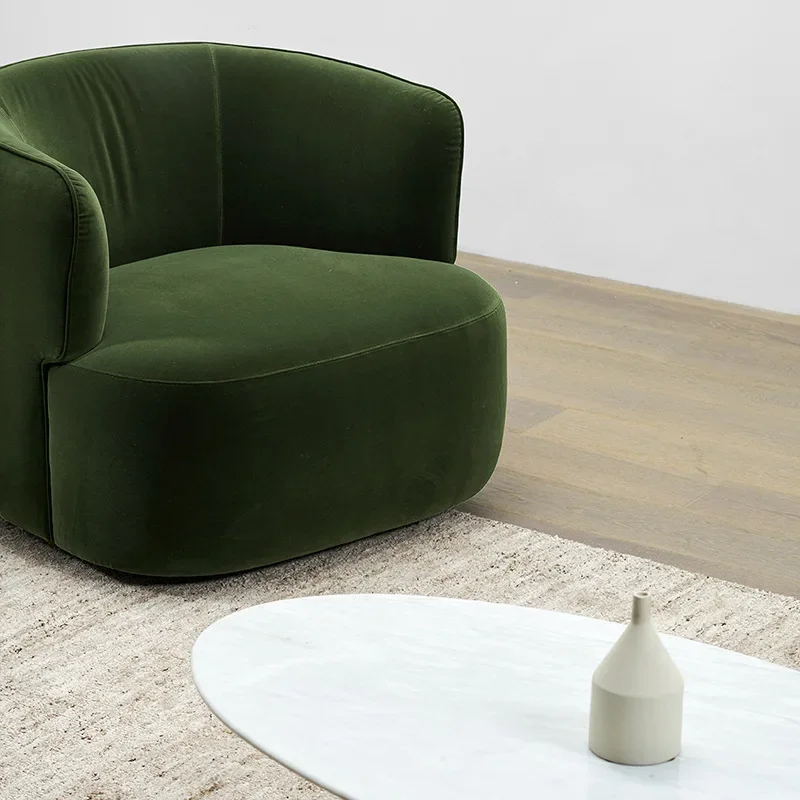 Light luxury fabric modern simple rotating dark green leisure chair Nordic office armchair