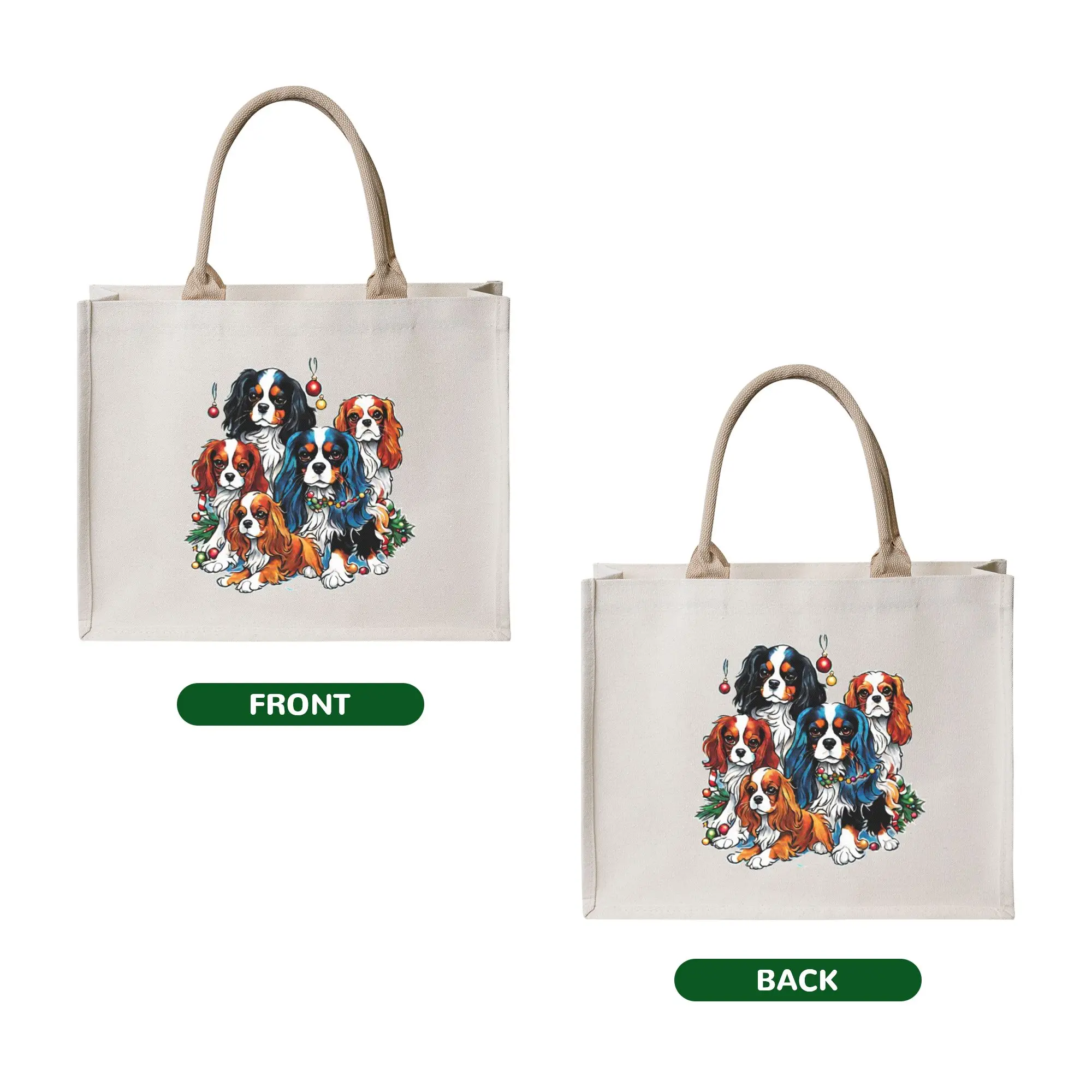 Kawaii Dog The Cavalier King Charles Spaniel  Shopping Tote Bags Portable  Cute Puppy  Grocery Shoulder Shopper Bag