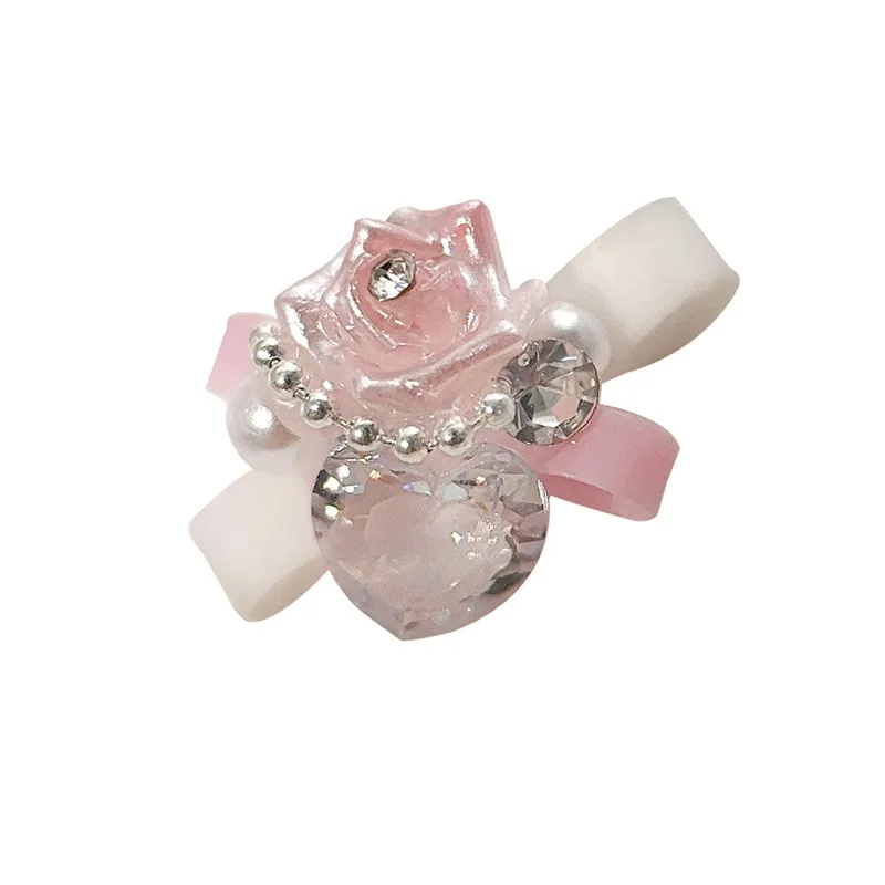 5PCS Soft 3D Acrylic Flower Bow Nail Art Charms Supplies Hand Stacked Pearl Crystal Diamond Pile Nails Decoration Accessories - Image 6