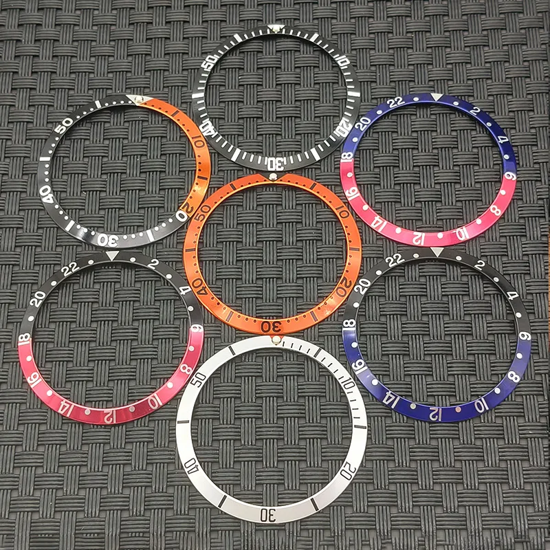 36.5mmx30.7mm Aluminium Curved Retro Watch Bezel Insert Ring Fits Vintage Submariner For Mod NH35 NH36 Watch Case Bezel Insert