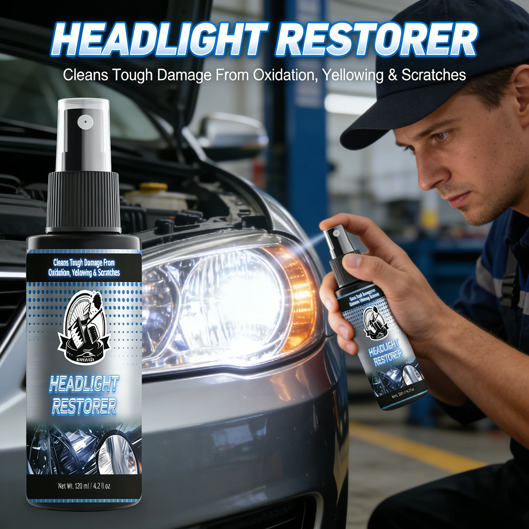 Car Headlight Brightener Paste - Fixes Yellow & Cloudy Lenses, Removes Oxidation, Restores Light Output for Safe Night Driving
