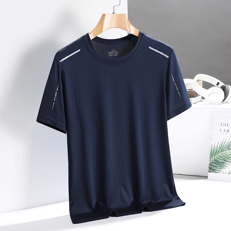 2024 Sports T-shirt for Running Men Short Sleeved Ice Silk Summer Top Quick Drying Basketball Fitness  Polo T Shirt for Men