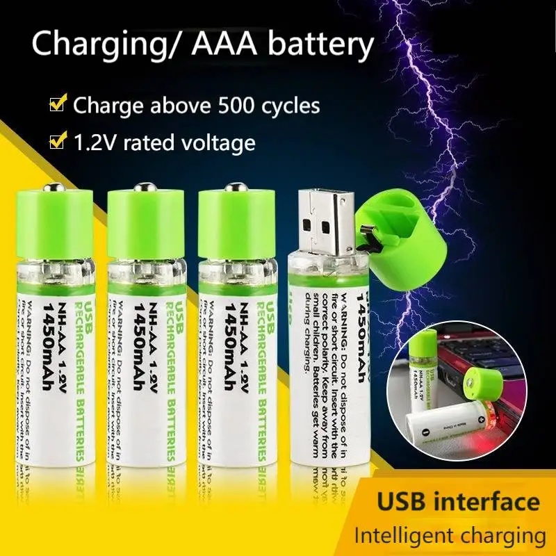 Новая аккумуляторная батарея AA Pilha USB Recarregavel 1,2 В, 1450 мАч, NI-MH, 1450 мАч для дистанционного управления, бритвы, радиоуправления