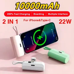 Cápsula Mini banco de energía inalámbrico de gran capacidad, 10000mAh, carga rápida, batería externa de emergencia para iPhone tipo c