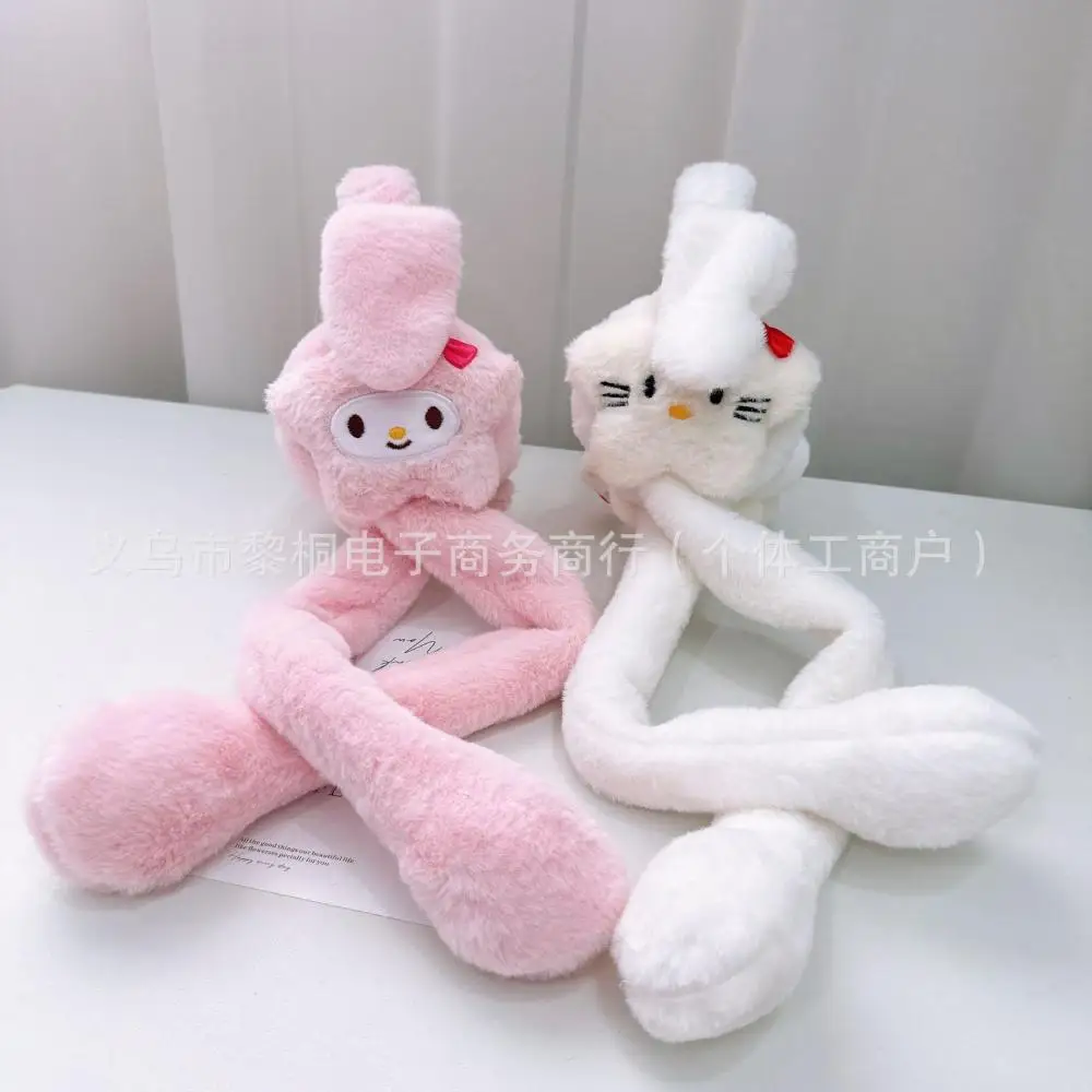 Kawaii My Melody Cinnamoroll Plush Earmuffs หูย้าย Sanrios อะนิเมะ Kt Kuromi ฤดูหนาว Thicken Warm Soft น่ารักสาวเทศกาลของขวัญ