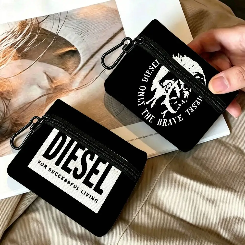 Edgy BOLD D-Diesel Waterproof Oxford Cloth Zipper Wallet Portable Hanging Small Coin Purse For Travel