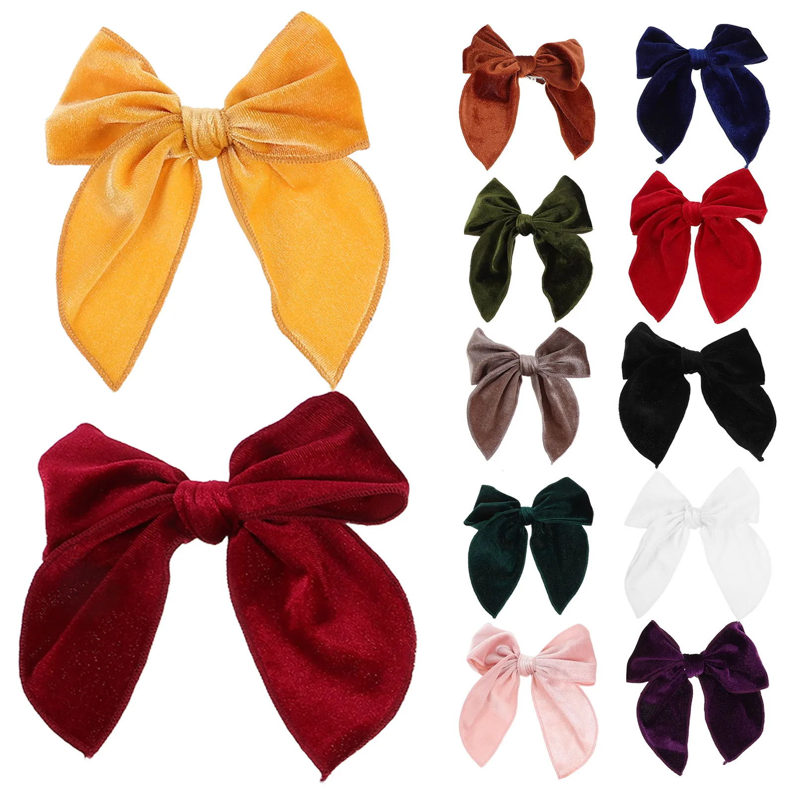 

12Pcs Hair Bow Clips Stylish Velour Bows for Teens Holiday Birthday Gift School Party Accessories